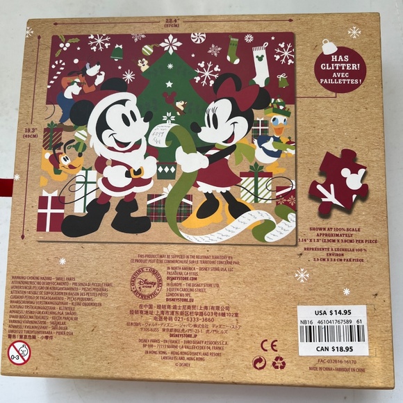 Disney Store Christmas Puzzle Mickey Mouse 500 Pc 19 x 22 Has Glitter New - Picture 5 of 8